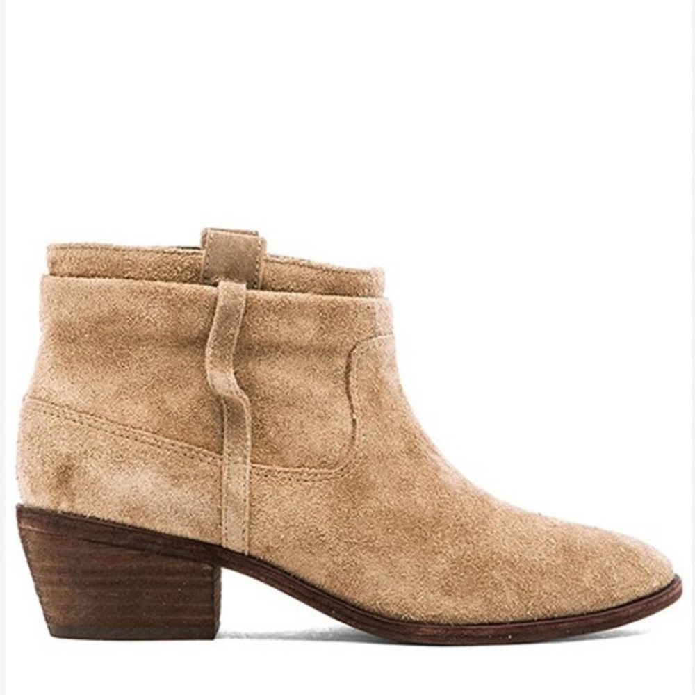 Joie Ajax Suede Leather Tan Booties Shoes Sz 8.5